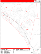 San Clemente Digital Map Red Line Style